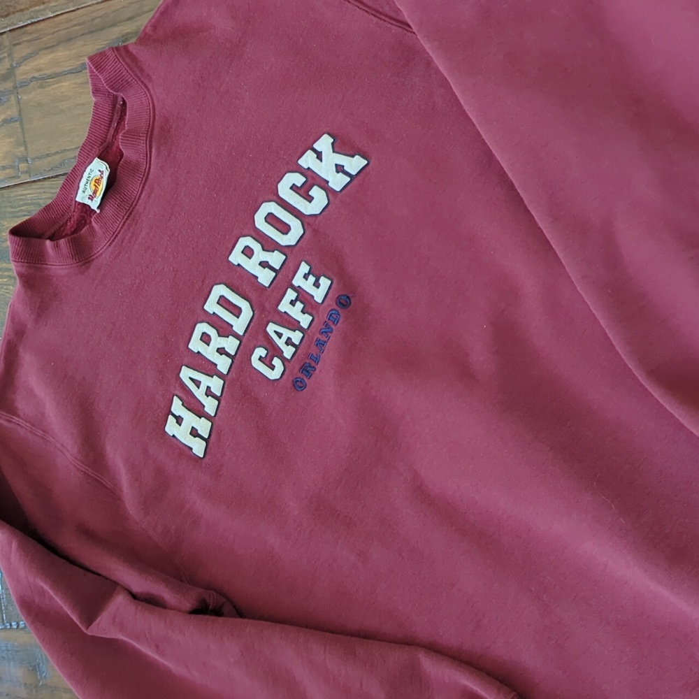 Vintage Burgundy Hard Rock Cafe Orlando Crew Neck Sweatshirt, M